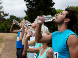 athletes drinking water