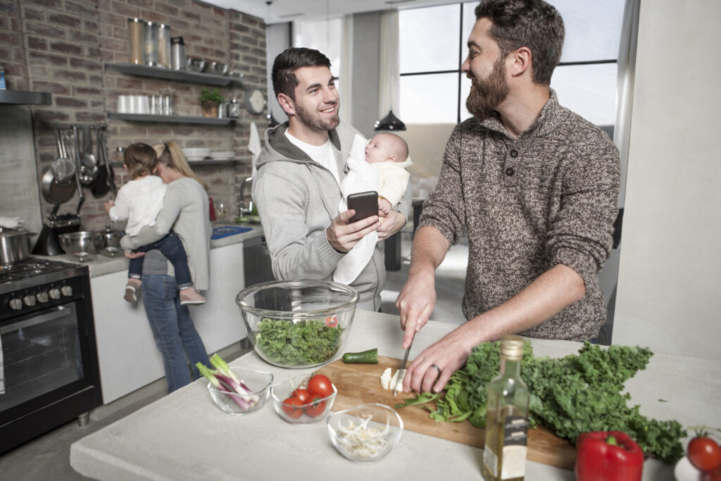 Family and friends enjoying a healthy meal together